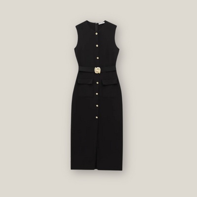Barrington | Women's Elegant Midi Button Up Sleeveless Dress